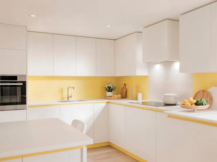 Modern Kitchen Interior With Yellow White Accents 23 2152009031 - JK Design Group