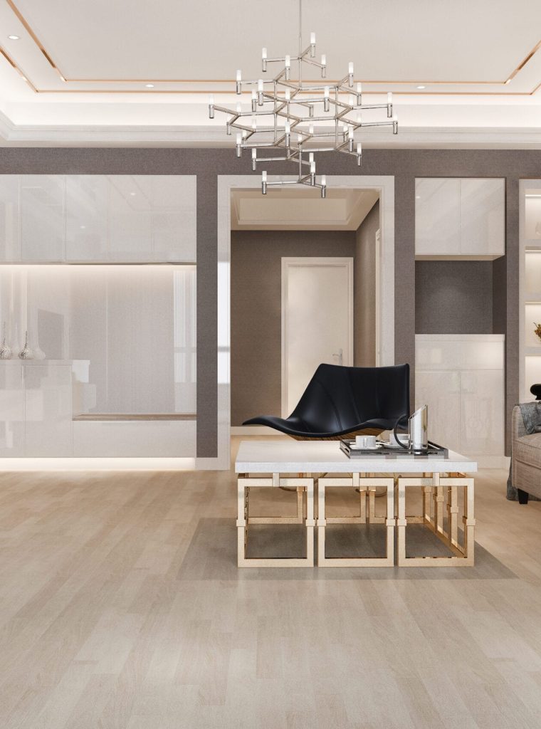 3d rendering luxury and modern living room with leather sofa and lamp