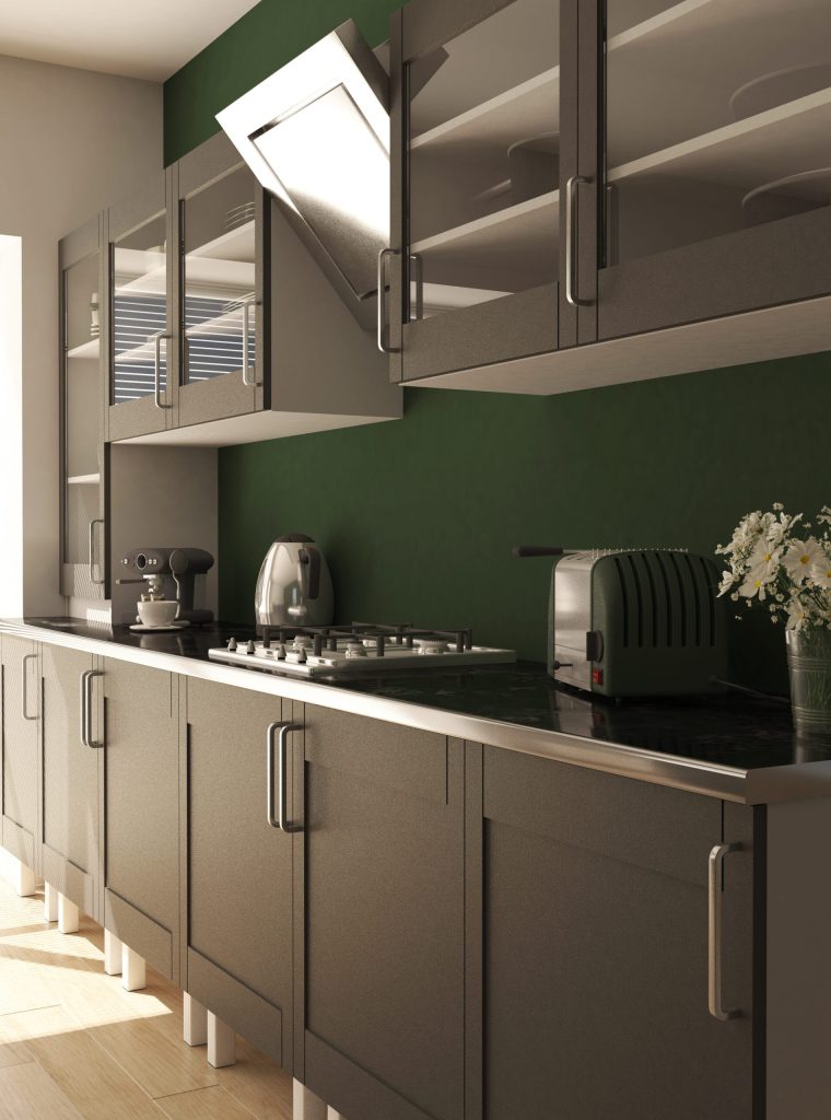 3D render of a contemporary kitchen interior